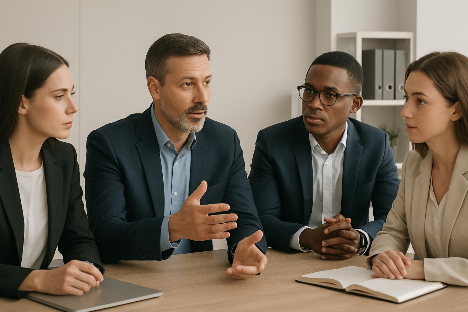 professionnels recevant des conseils d'un homme